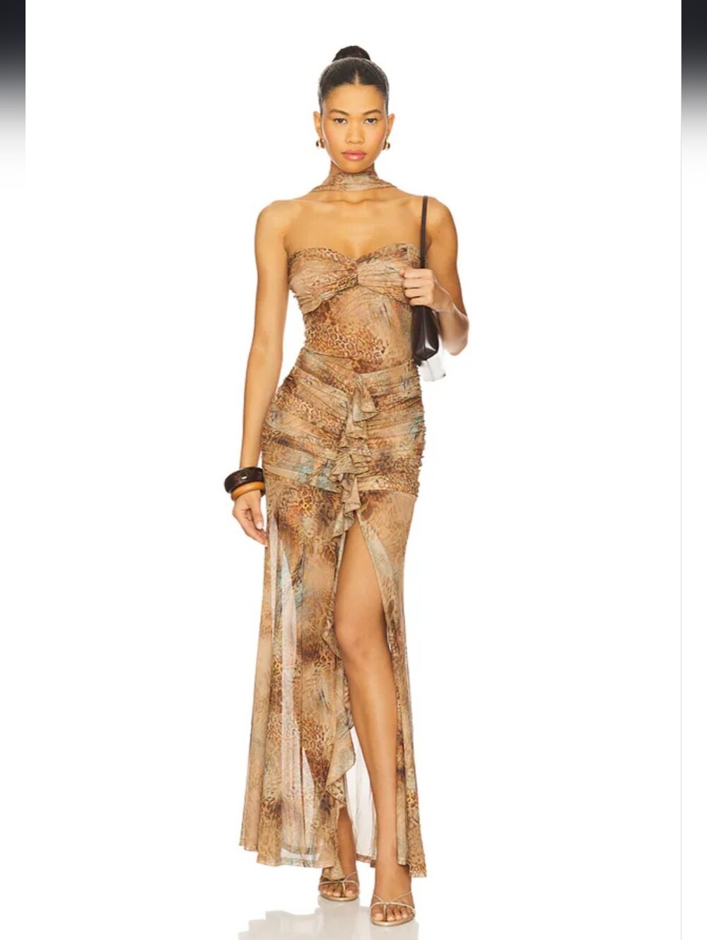 Britlee Maxi Dress in Brown Leopard Multi